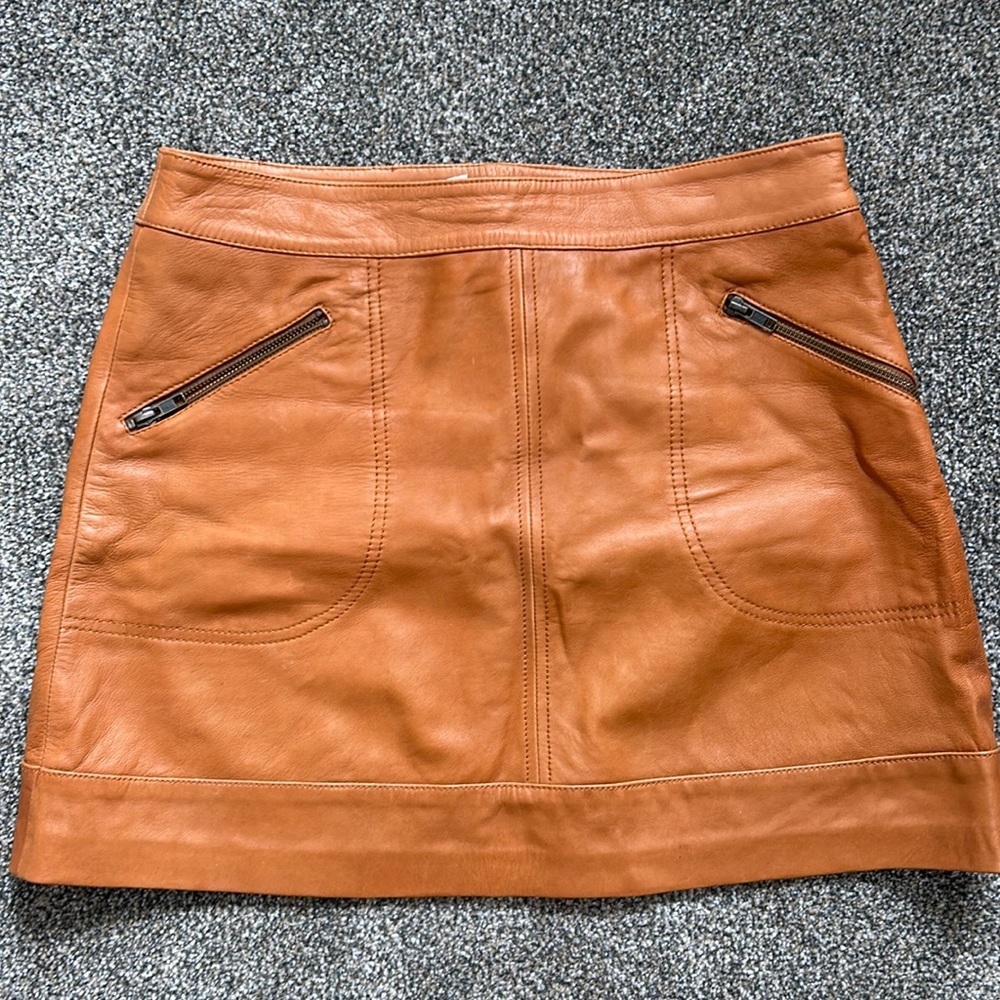 Halogen leather mini skirt
